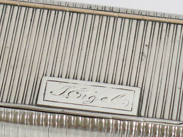 3.25" Sterling Silver Gilded Interior Antique Austrian Stripe Pattern Snuff Box