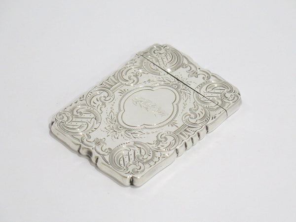 3 3/8 in - Sterling Silver Antique Continental Ornate Floral Card Case