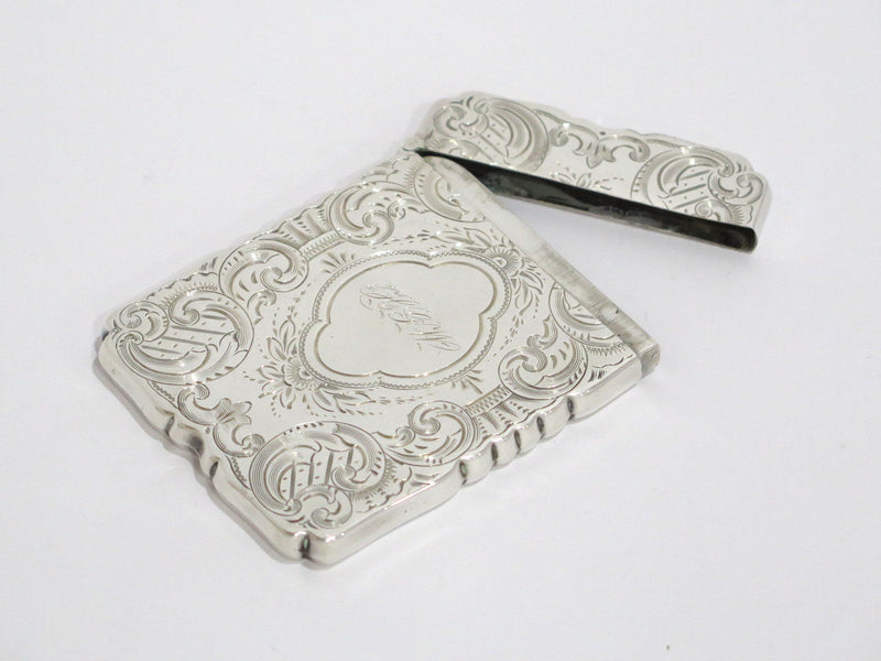 3 3/8 in - Sterling Silver Antique Continental Ornate Floral Card Case