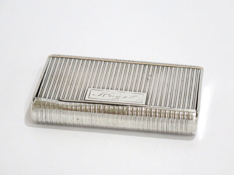 3.25" Sterling Silver Gilded Interior Antique Austrian Stripe Pattern Snuff Box