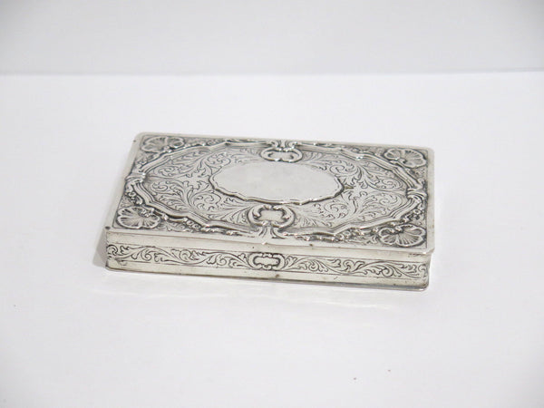 4.5 in - European Silver Gilded Interior Antique German Ornate Floral Box