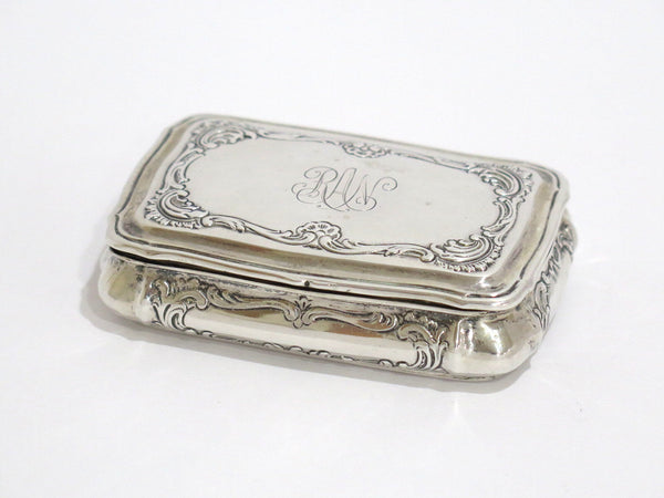 3.25 in - Sterling Silver Gilded Interior Antique Swedish Floral Snuff Box