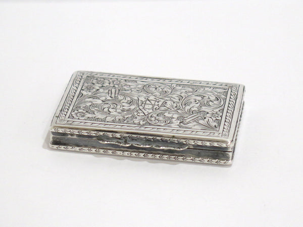 2 7/8 in - European Silver Antique German c. 1929 Floral Snuff Box