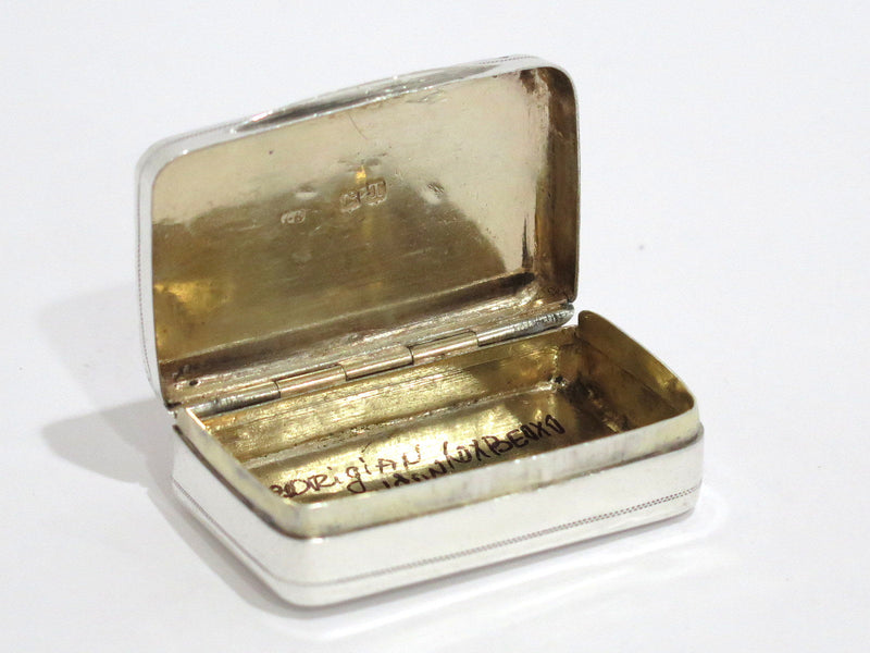 2 1/8" Sterling Silver Gilded Interior Antique English Georgian c 1814 Snuff Box