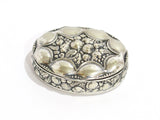 2 5/8 in - Sterling Silver Antique Continental Fruit Decorated Oval Snuff Box