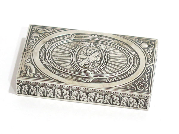 3 3/8 in - European Silver Gilded Interior Antique Continental Ornate Snuff Box