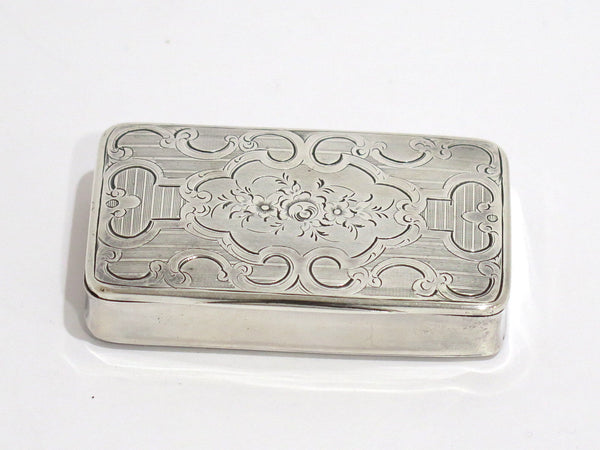 3.25 in - Sterling Silver Gilt Interior Antique French Floral Snuff Box