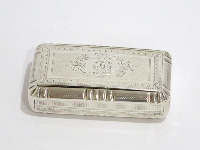 3.25 in - Sterling Silver Gilt Interior Frontin Antique French Ornate Snuff Box