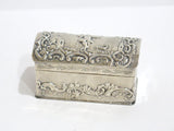 2 7/8 in - European Silver Antique Dutch Religious Theme Chest-Shaped Snuff Box