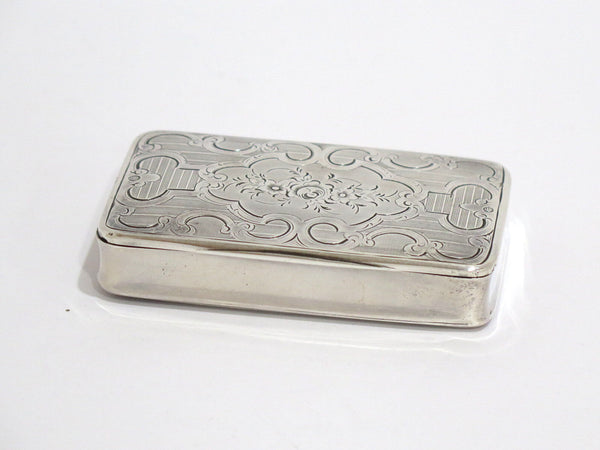 3.25 in - Sterling Silver Gilt Interior Antique French Floral Snuff Box