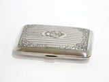 3.5" Sterling Silver Gilt Inside Antique American Stripe Pattern Cigarette Case