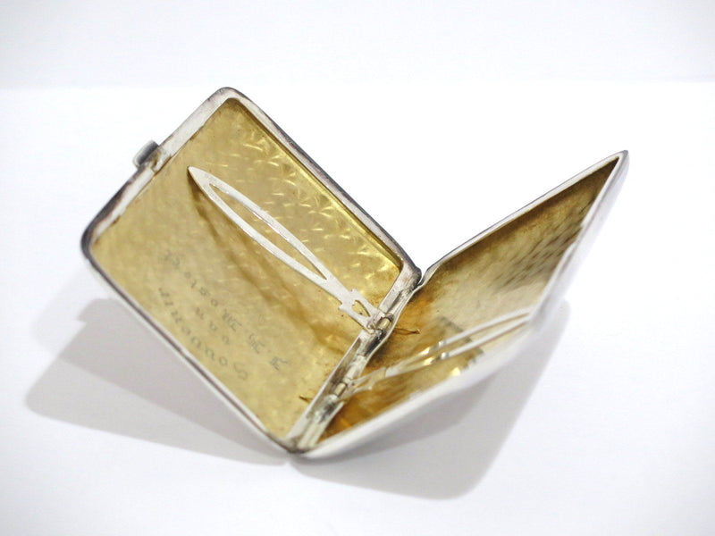 3.5" Sterling Silver Gilt Inside Antique American Stripe Pattern Cigarette Case