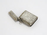 1 5/8 in - Sterling Silver Antique English Birmingham Floral Scroll Match Safe