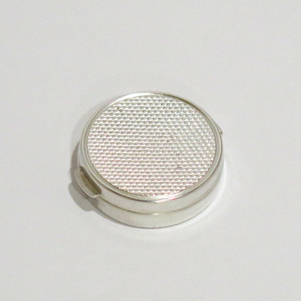 1 1/8 in - Sterling Silver Vintage Mesh Pattern Round Pill Case