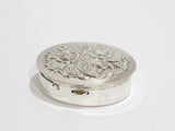 1 5/8 in - Sterling Silver Gilt Interior Vintage W. German Floral Oval Pill Case
