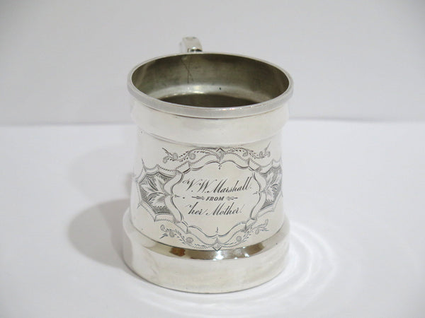3.5 in - Coin Silver Antique Floral Scroll Baby Cup