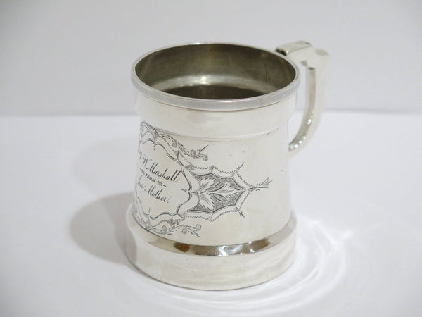 3.5 in - Coin Silver Antique Floral Scroll Baby Cup
