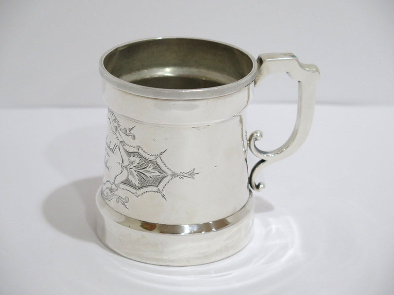 3.5 in - Coin Silver Antique Floral Scroll Baby Cup