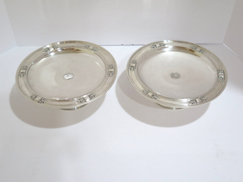 Pair of 9 in - Sterling Silver Tiffany & Co. Antique Footed Serving Plates