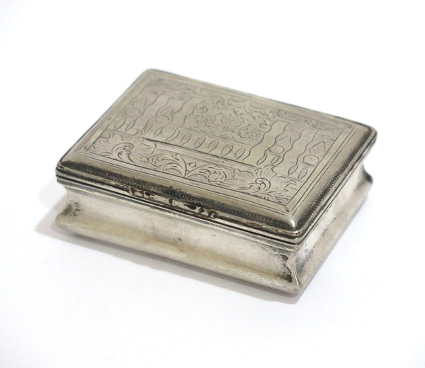 3 in - Sterling Silver Gilded Interior Antique Floral Snuff Box
