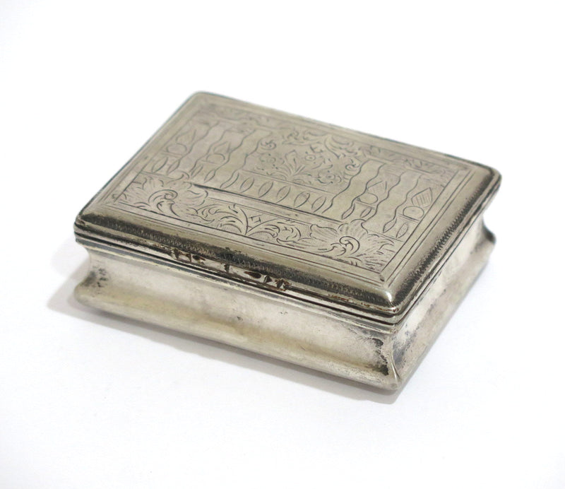 3 in - Sterling Silver Gilded Interior Antique Floral Snuff Box