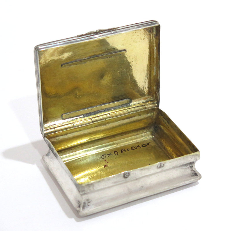 3 in - Sterling Silver Gilded Interior Antique Floral Snuff Box