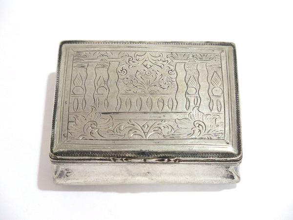 3 in - Sterling Silver Gilded Interior Antique Floral Snuff Box