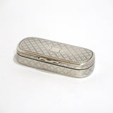 3" Sterling Silver Gilded Interior Antique English Georgian Checkered Snuff Box