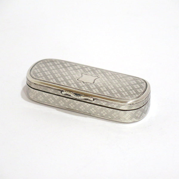 3" Sterling Silver Gilded Interior Antique English Georgian Checkered Snuff Box