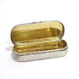 3" Sterling Silver Gilded Interior Antique English Georgian Checkered Snuff Box