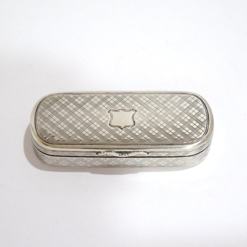3" Sterling Silver Gilded Interior Antique English Georgian Checkered Snuff Box