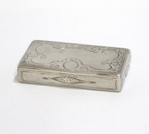 2.75 in - European Silver Antique Austrian 1853 Scroll-Decorated Snuff Box