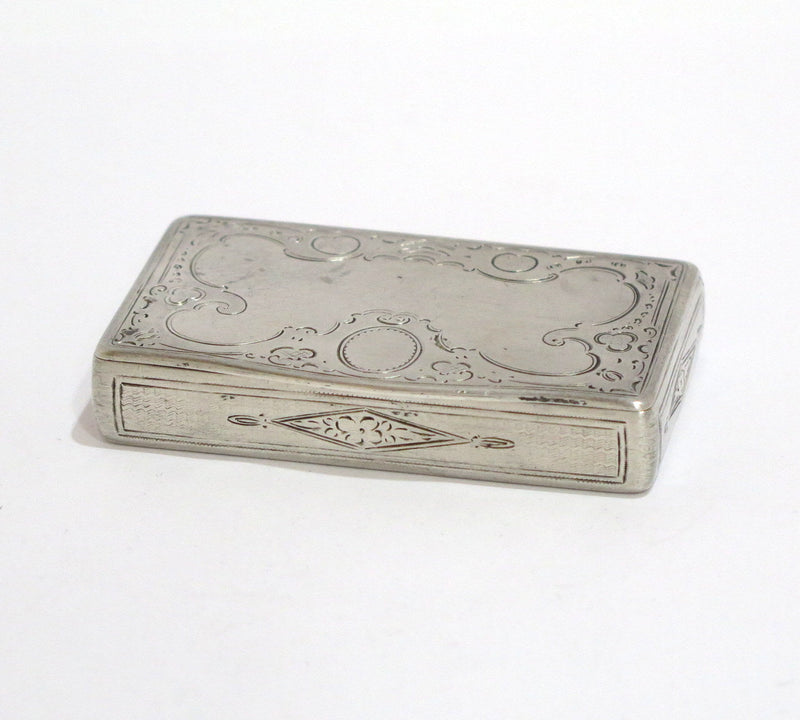 2.75 in - European Silver Antique Austrian 1853 Scroll-Decorated Snuff Box