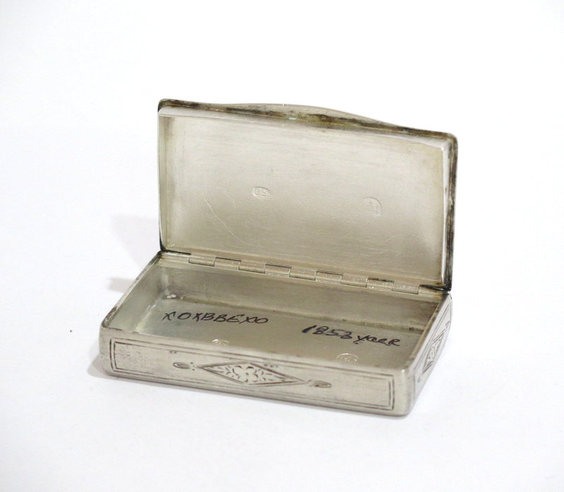 2.75 in - European Silver Antique Austrian 1853 Scroll-Decorated Snuff Box