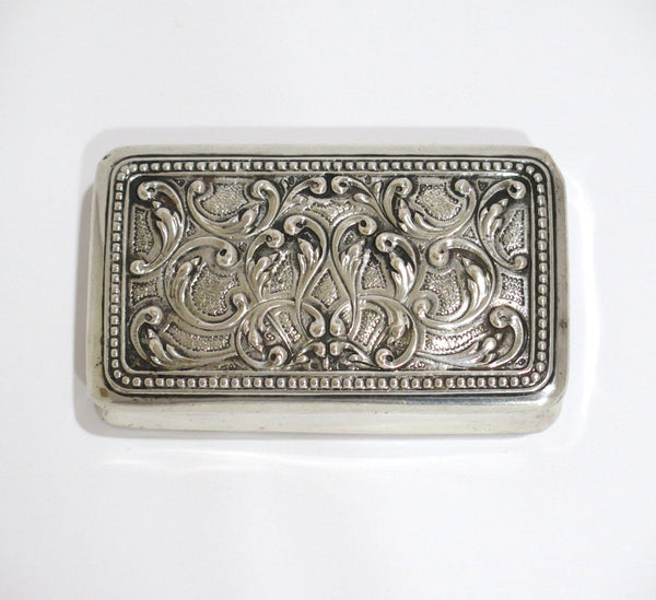 3 1/8 in - European Silver Antique Italian Floral Scroll Snuff Box