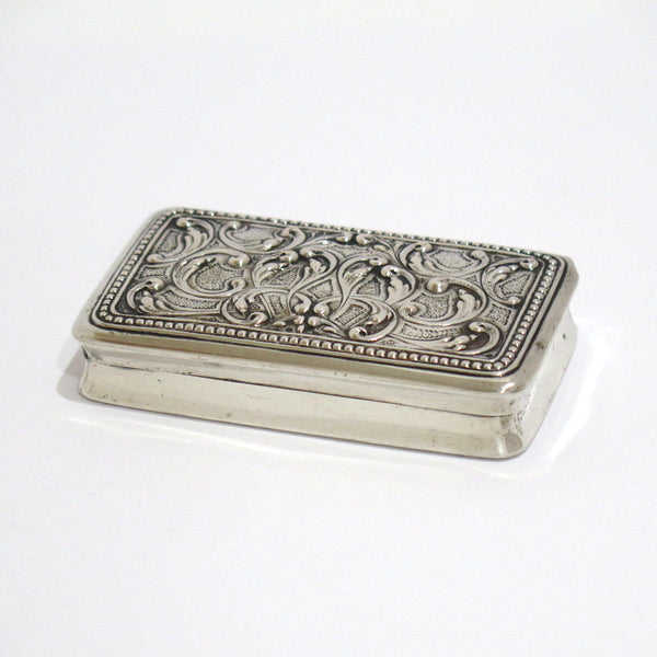 3 1/8 in - European Silver Antique Italian Floral Scroll Snuff Box