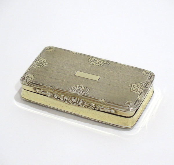 2 7/8 in - Sterling Silver Gold Wash Antique Floral Snuff Box