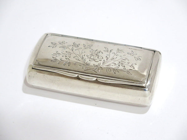 3.25 in Sterling Silver Antique Swedish c. 1899 Etched Floral Pattern Snuff Box