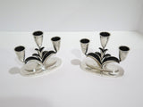 Set of 2 - 5.5 in - Sterling Silver Antique Art Deco Weighted Floral Candelabra