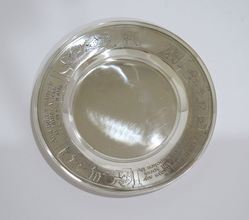 2 pieces - Sterling Silver Gorham Antique Child's Bowl & Plate w/ Poetic Sayings